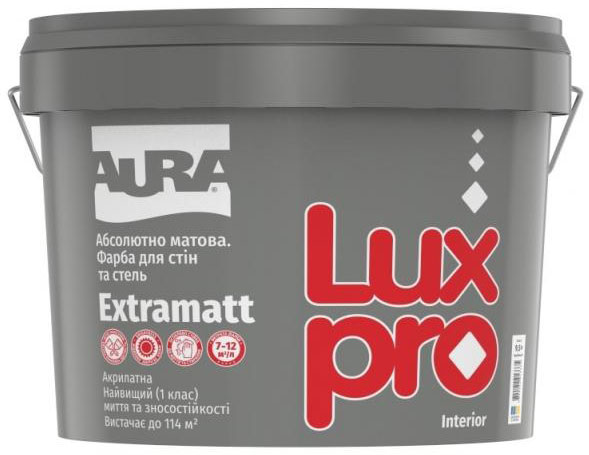 Фарба інтер'єрна акрилатна Aura® Luxpro Extramatt глибокий мат білий 9,5 л 13,3 кг